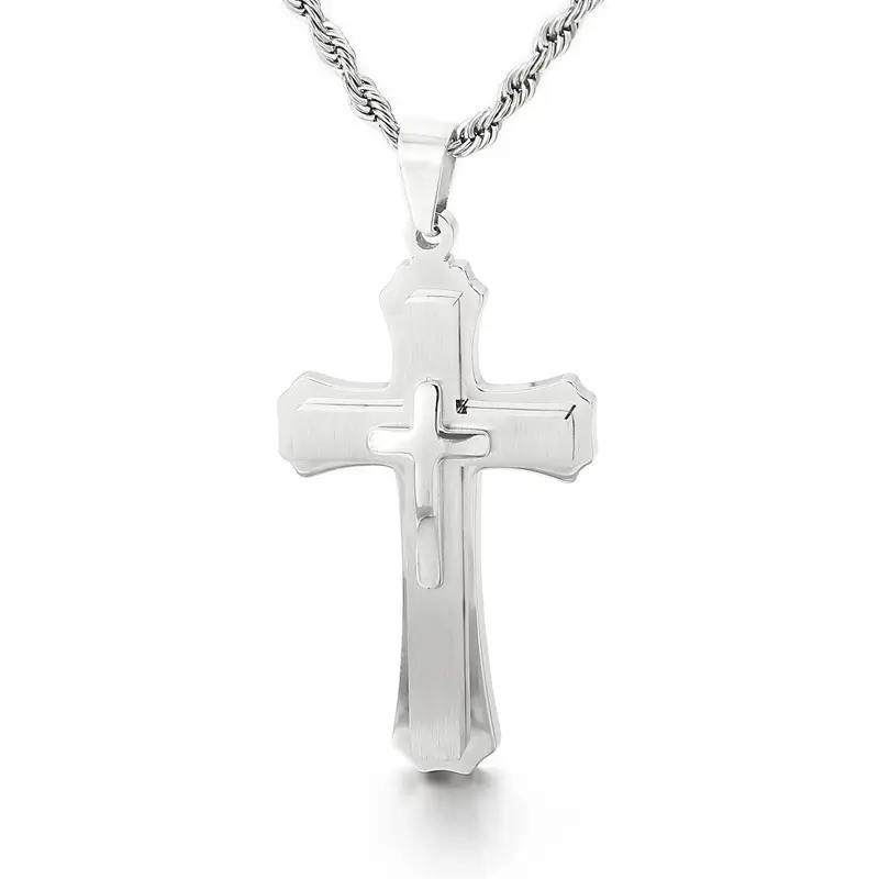 Men's Stainless Steel Cross Pendant Necklace